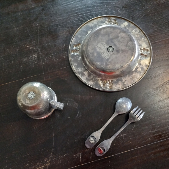 Silver Bears 4 Pc Silver Plated Feeding Set - Picture 3 of 3